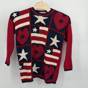 Marsh Landing Men's Size L Texas Flag‎ Knit Sweater Navy Red White Patriotic USA